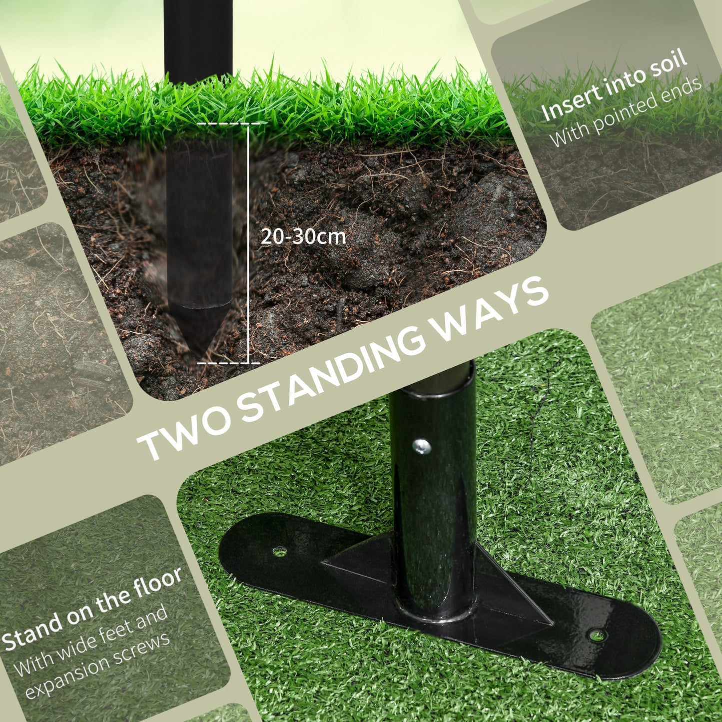Outsunny Garden Fence Two Standing Ways For Hard And Soft Ground Decorative Outdoor Divider And Animal Barrier Brown