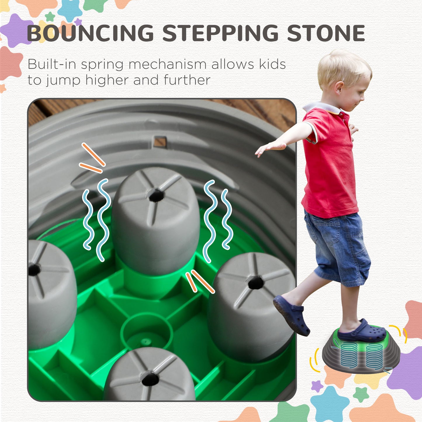 ZONEKIZ Colorful Stepping Stones for Kids, 11-Piece Balance Set for Obstacle Courses, Stackable Non-Slip Starfish Design, Ideal for Sensory Play and Outdoor Fun - ALL4U RETAILER LTD