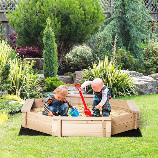 Outsunny Kids Octagon Sandbox with Polyester Cover, 139.5 x 139.5 x 21.5 cm - ALL4U RETAILER LTD