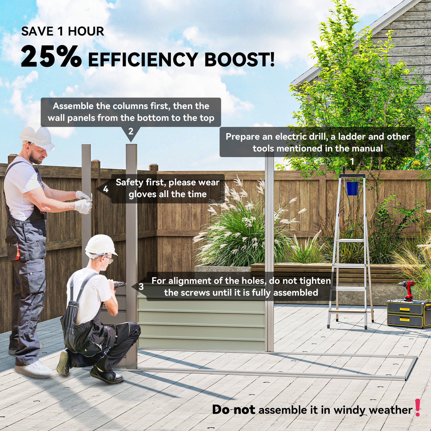 Outsunny 3.7 x 7.9ft Galvanised Steel Shed With Latched Door And Padlock Light Grey
