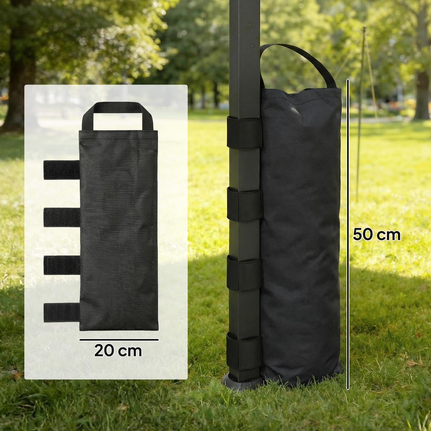 Outsunny 8 Pack Gazebo Sand Weight Bags 40 Kg 600D Heavy Duty Sandbags for Canopy Tent Legs Without Sand Black