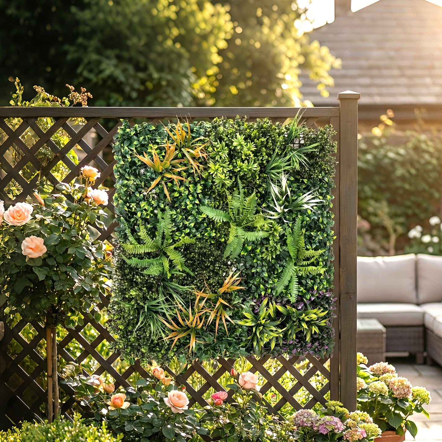 Outsunny Artificial Grass Wall Panels 100 X 100 Cm With Tie Connectors Greenery Backdrop For Outdoor Privacy