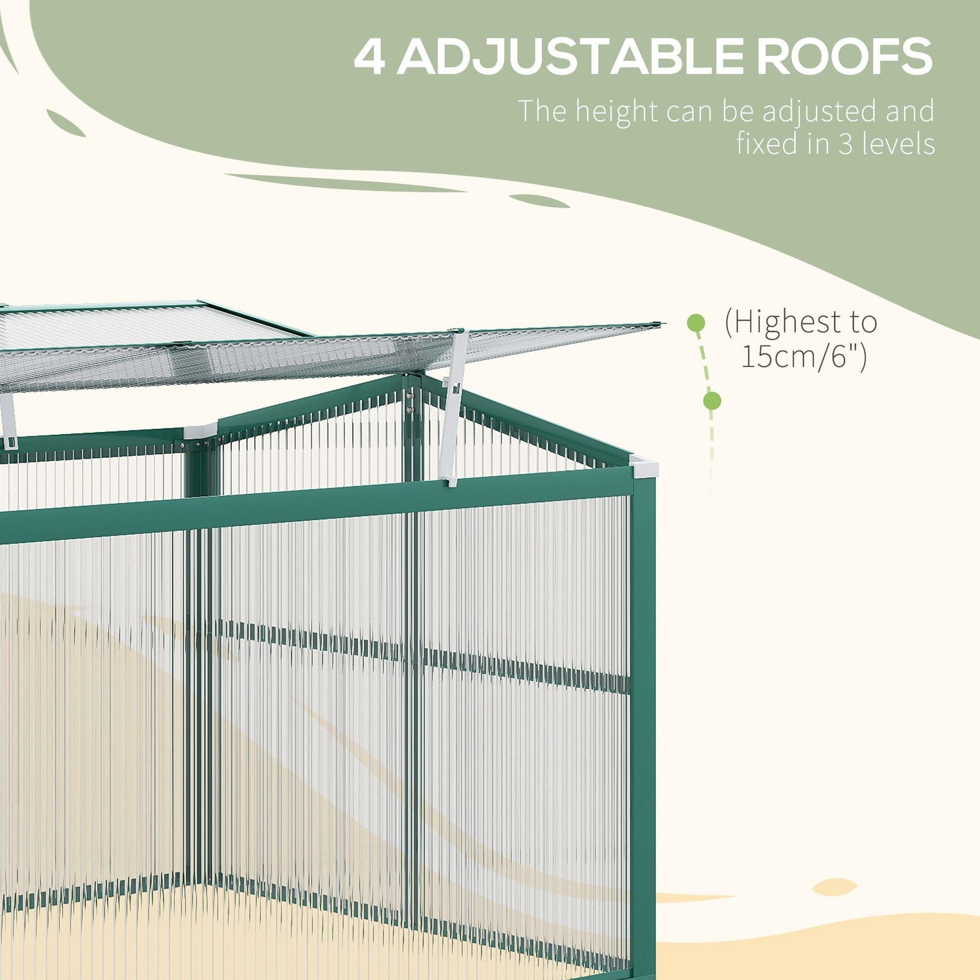 Outsunny Aluminium Cold Frame Greenhouse Planter with Openable Top 130x70x61cm - ALL4U RETAILER LTD