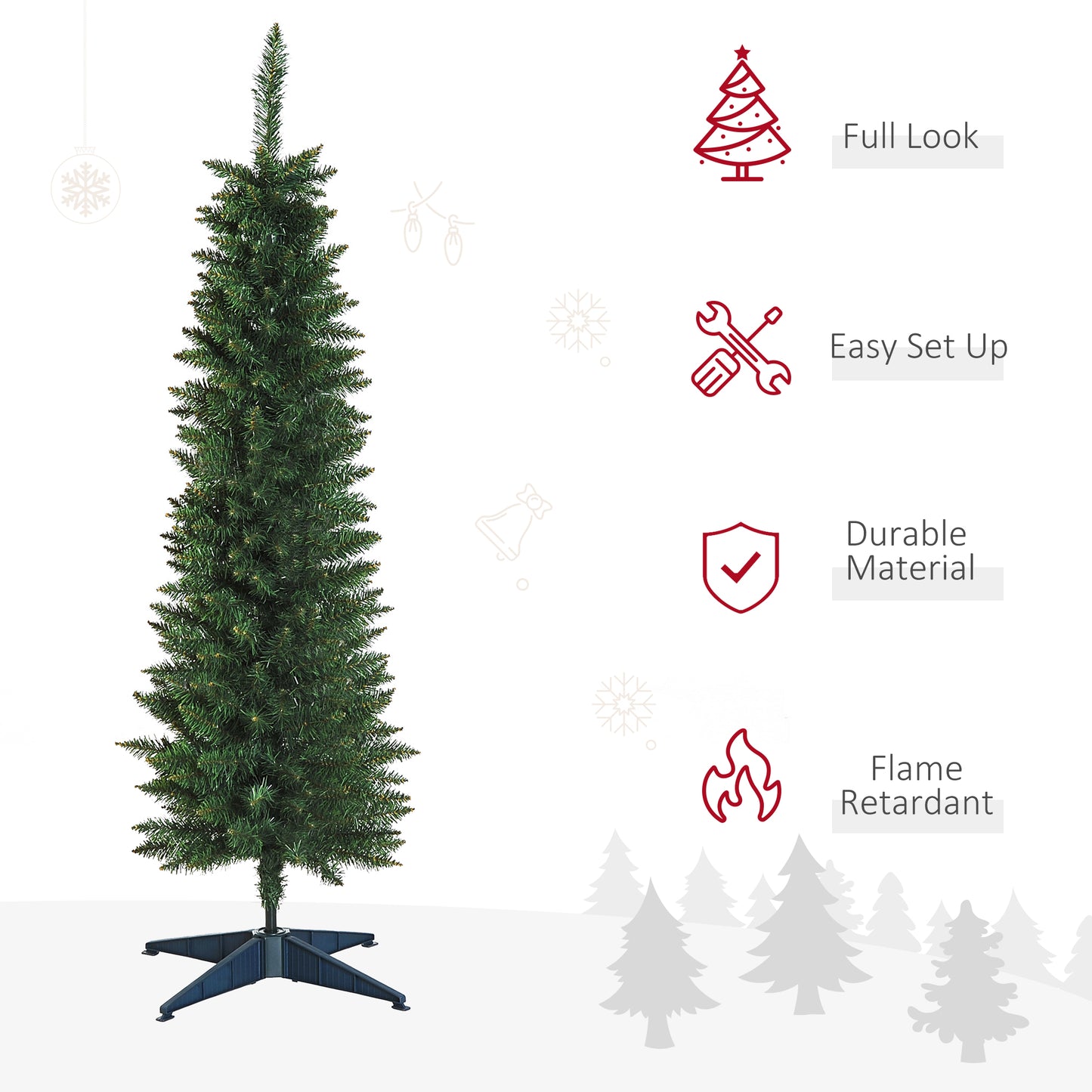 HOMCOM 1.5m Green Artificial Christmas Pine Tree with Sturdy Plastic Base - ALL4U RETAILER LTD