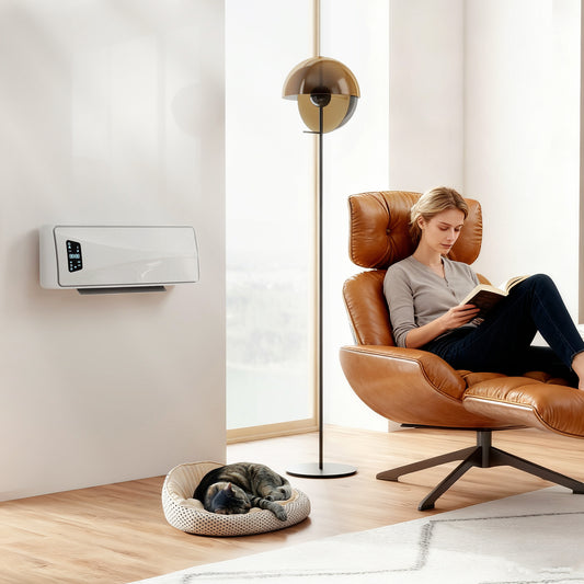 HOMCOM 2000W Ceramic Electric Heater With Fan Adjustable Thermostat Wall Mounted White