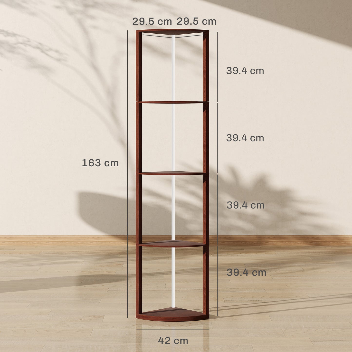 HOMCOM RGB Standing Lamp With Shelves Five Tier LED Floor Lamp With Multiple Lighting Modes Brown