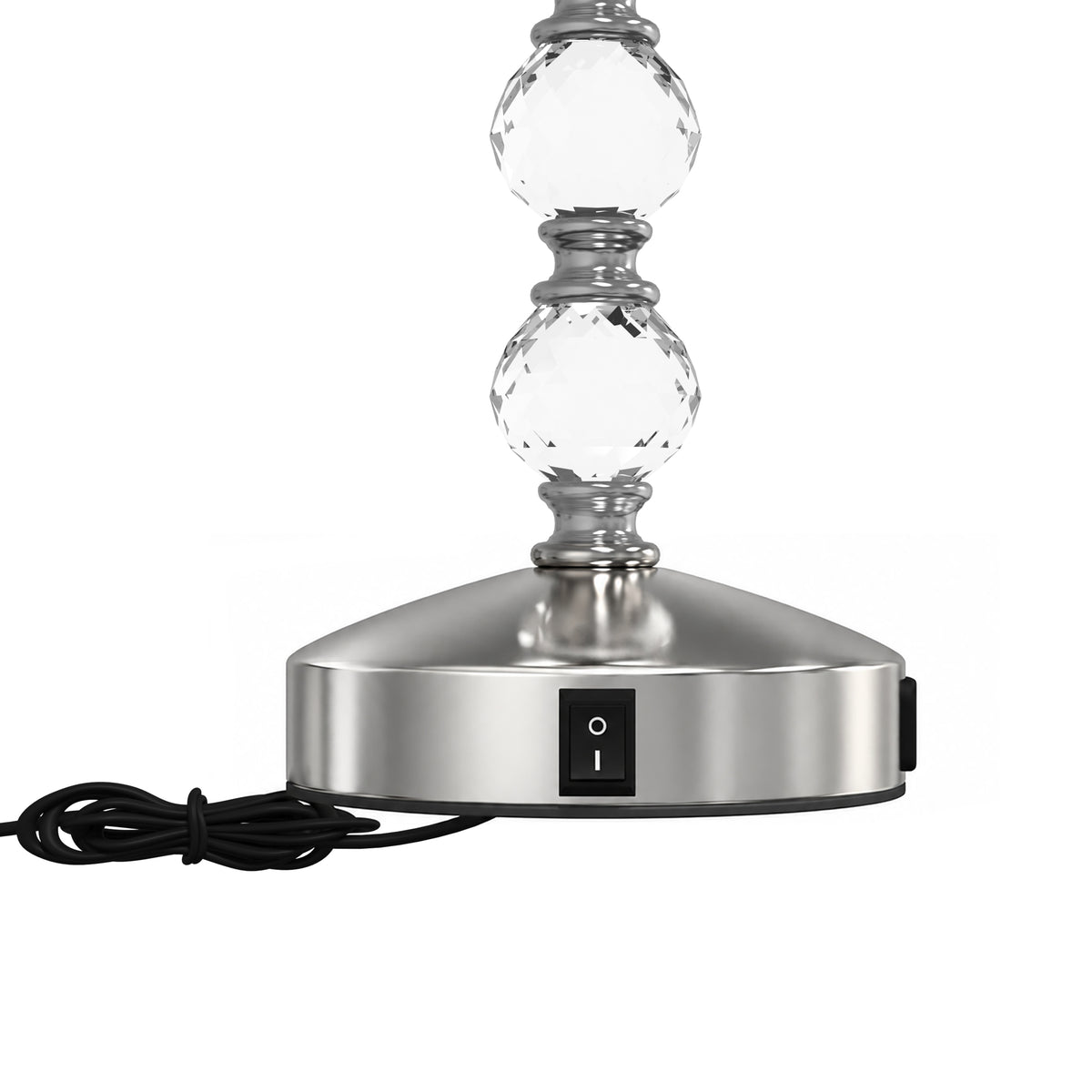 Crystal bedside table lamp base with on/off rocker switch and clear crystal column