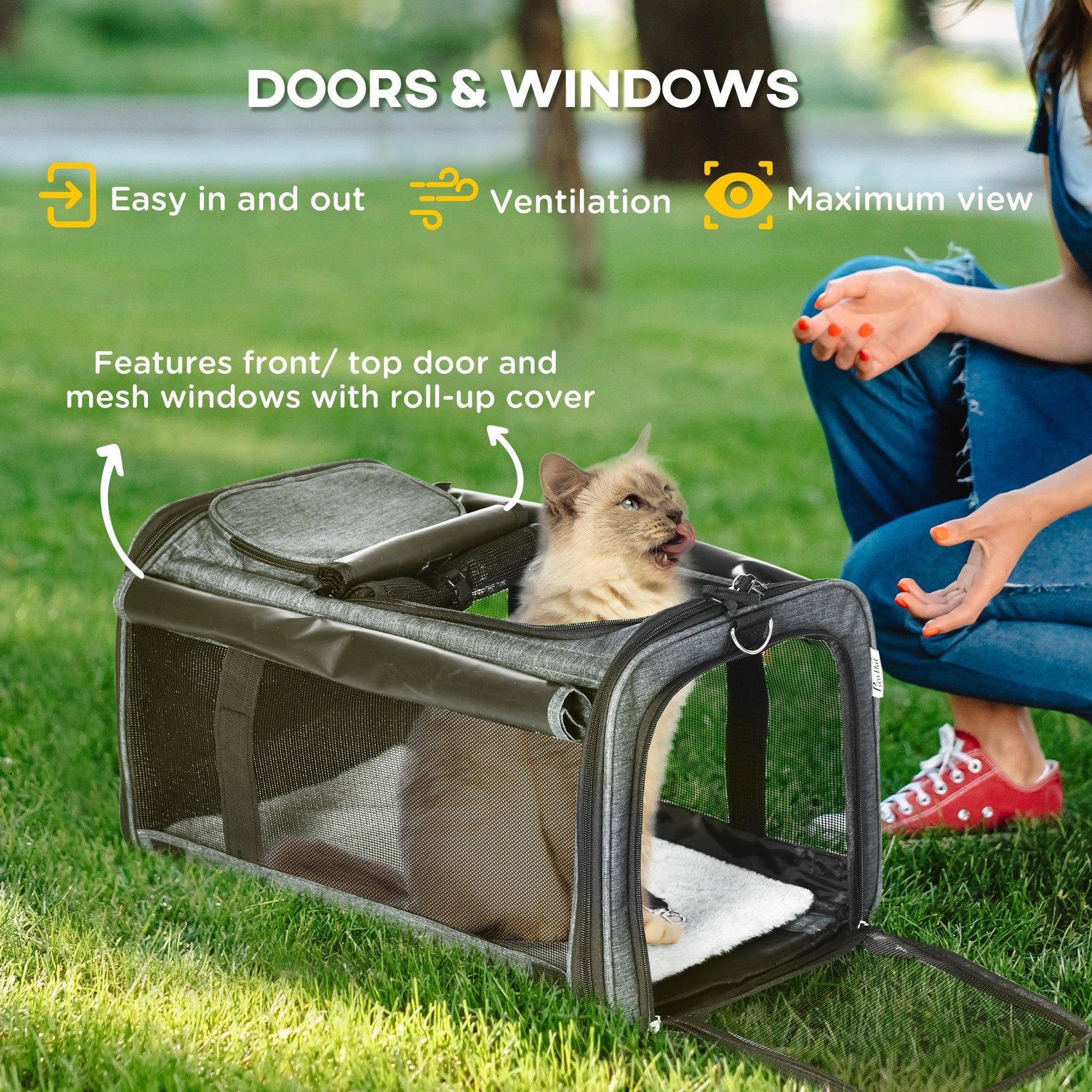 PawHut 4-in-1 Pet Carrier for Cats and Dogs - Grey - ALL4U RETAILER LTD