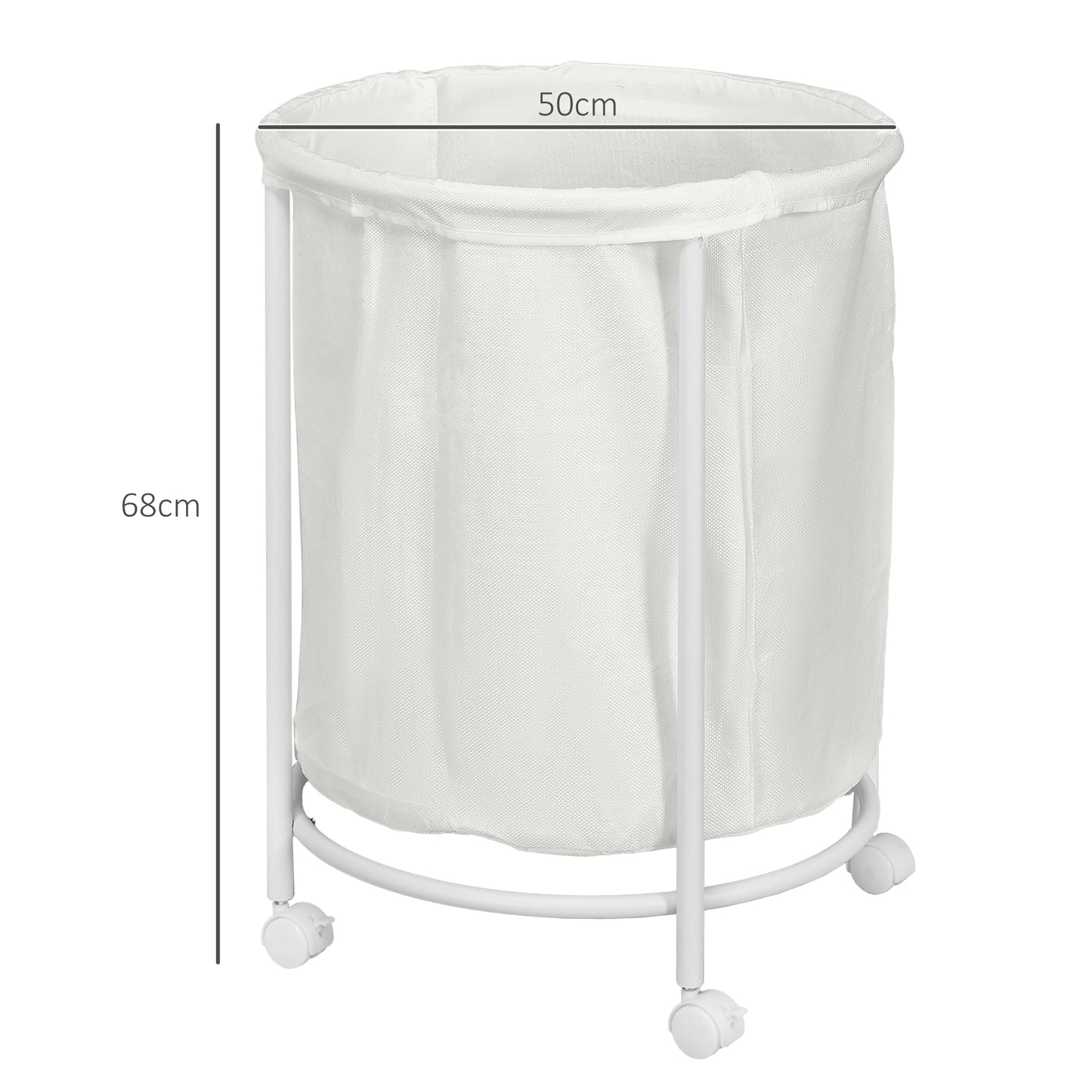 HOMCOM 100L Wheeled Laundry Hamper with Removable Bag & Sturdy Steel Frame for Easy Transport in Bedroom, Bathroom, or Laundry Room - ALL4U RETAILER LTD