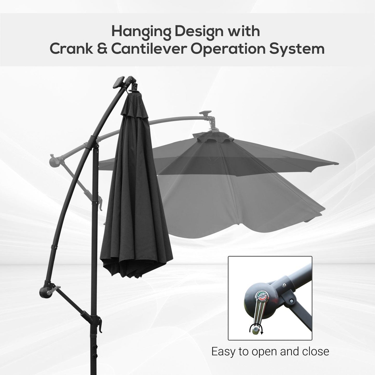 Outsunny 3m LED Cantilever Umbrella with Solar Lights - ALL4U RETAILER LTD