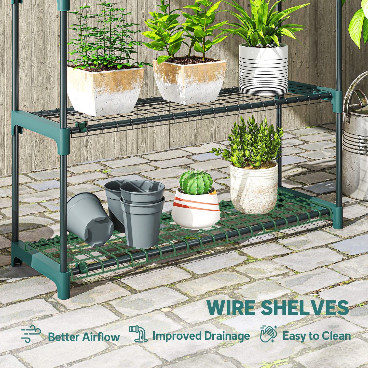 Outsunny 4 Tier Plant Stand Indoor Outdoor Set Of 2 Metal Plant Shelf With Rack Buckles For Easy Assembly Flower Display