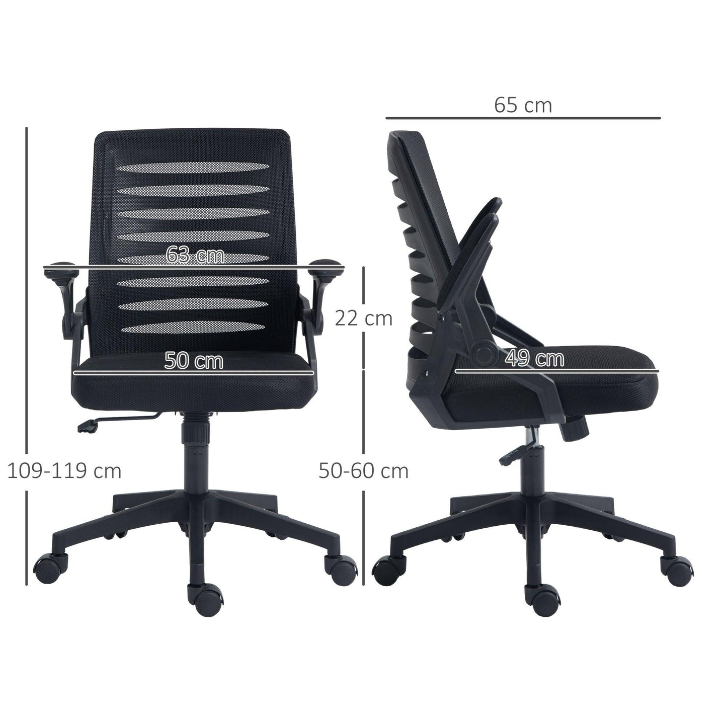 Vinsetto Mesh Office Chair, Swivel Task Computer Chair for Home with Lumbar Support - ALL4U RETAILER LTD