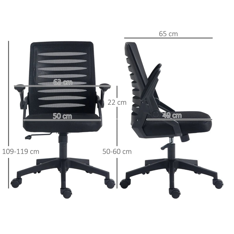 Vinsetto Black Adjustable Height Work Chair 44-53.5cm with Mesh Back - Ergonomic Office Seating - ALL4U RETAILER LTD