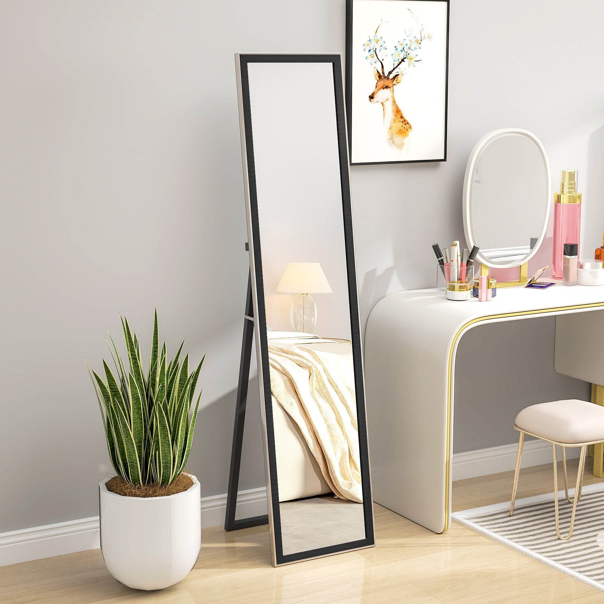 HOMCOM Sparkling Black Full-Length Wall Mirror - ALL4U RETAILER LTD