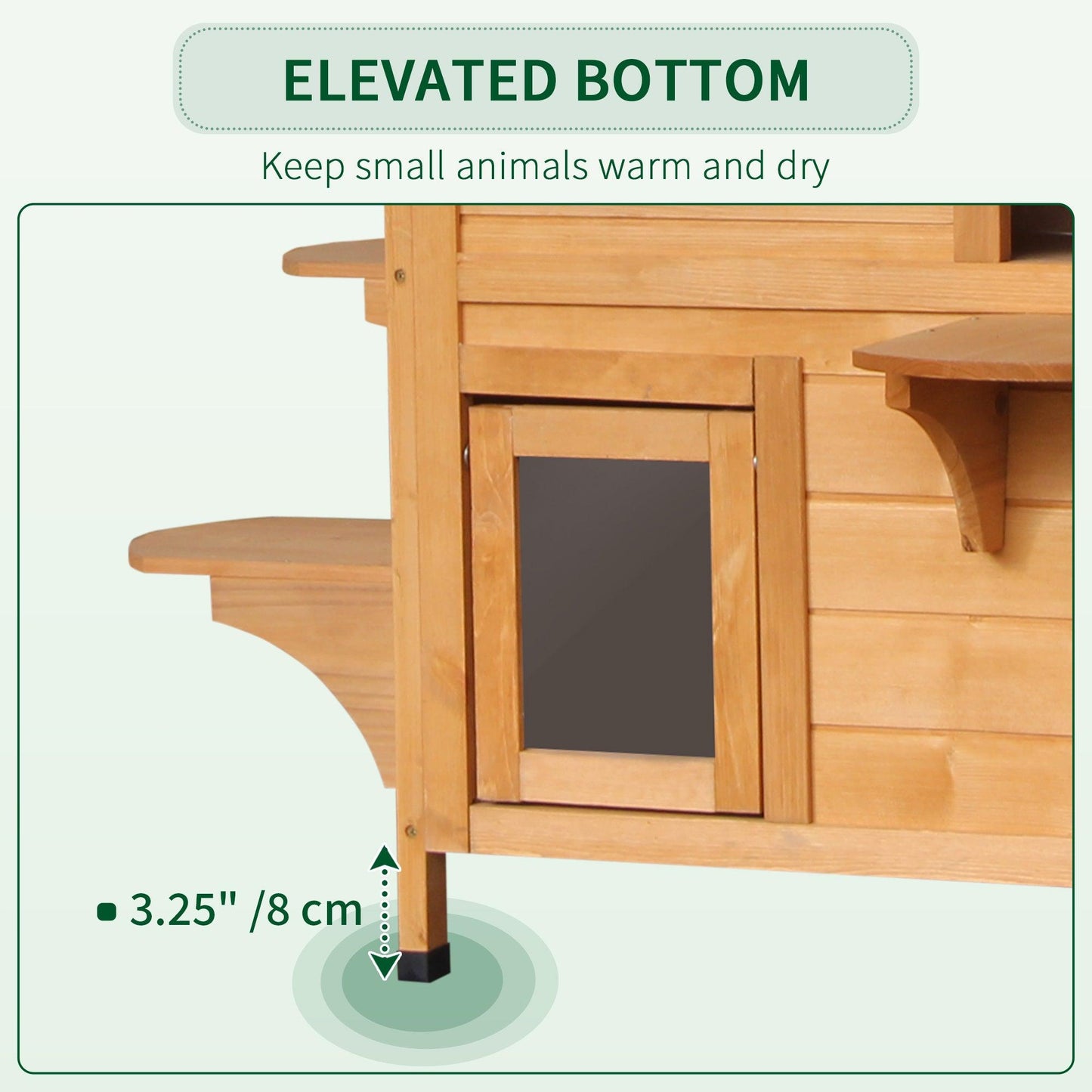 PawHut 2 Floor Wooden Cat House Condo - Outdoor Pet Shelter - ALL4U RETAILER LTD