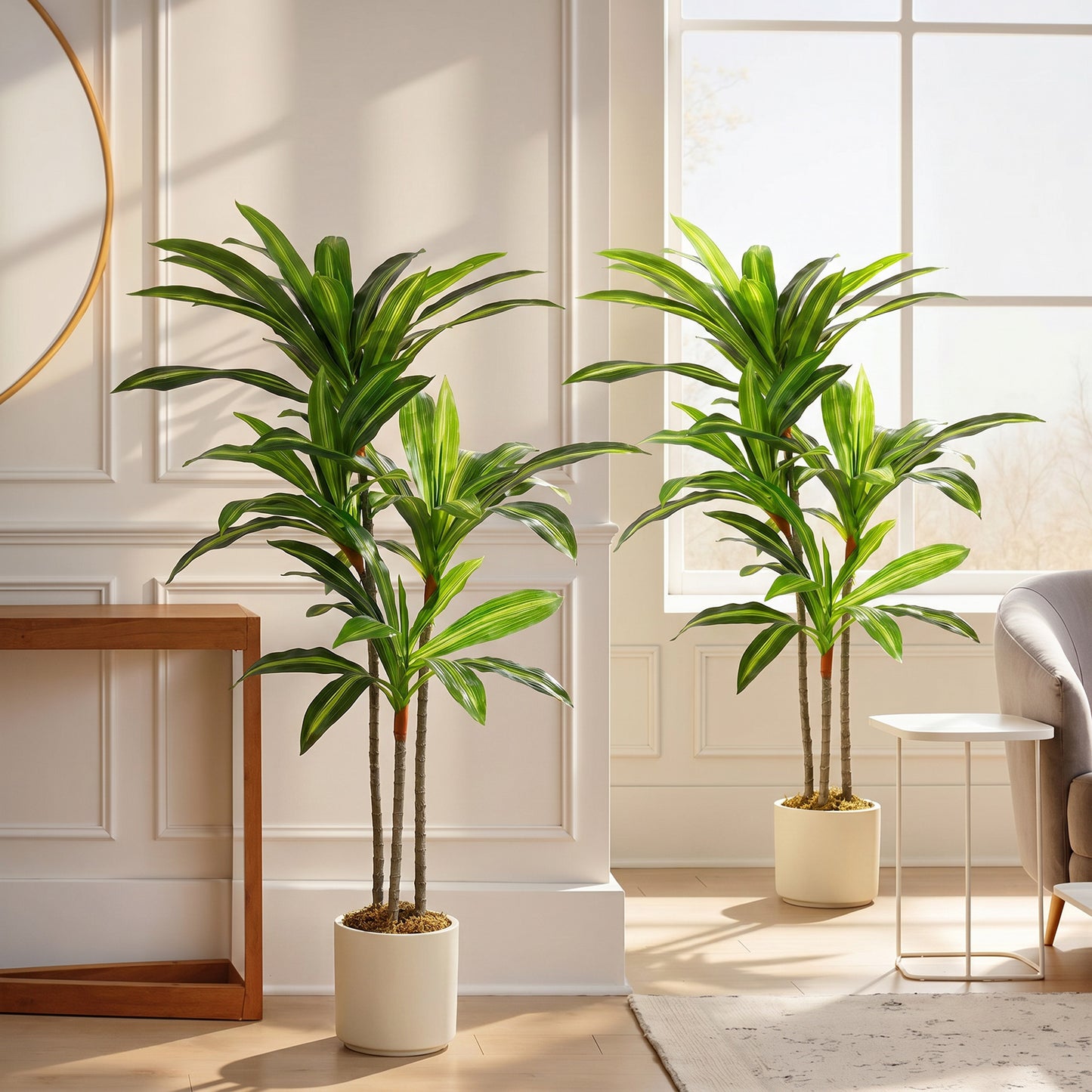 HOMCOM 120cm Lifelike Dracaena Fake Tree With Bendable Trunks And Green Leaves For Indoor Decor