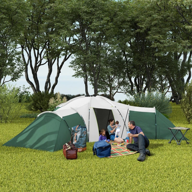 Outsunny Large Camping Tent with 3 Bedroom, Living Area and Porch for 6-9 Man - ALL4U RETAILER LTD