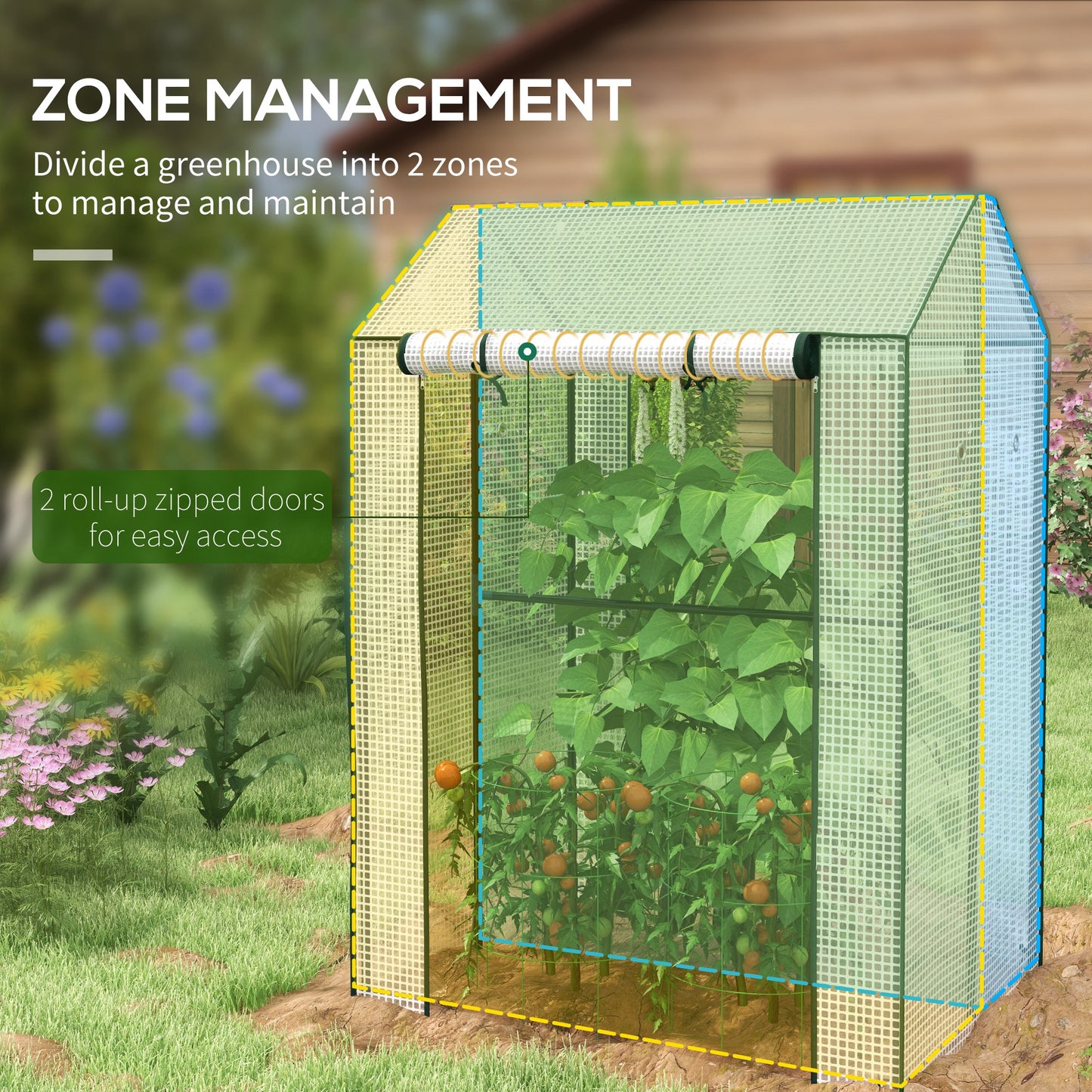 Outsunny Green House Mini Greenhouse With Two Roll Up Doors Vent Holes And Reinforced Cover 100 X 80 X 150cm