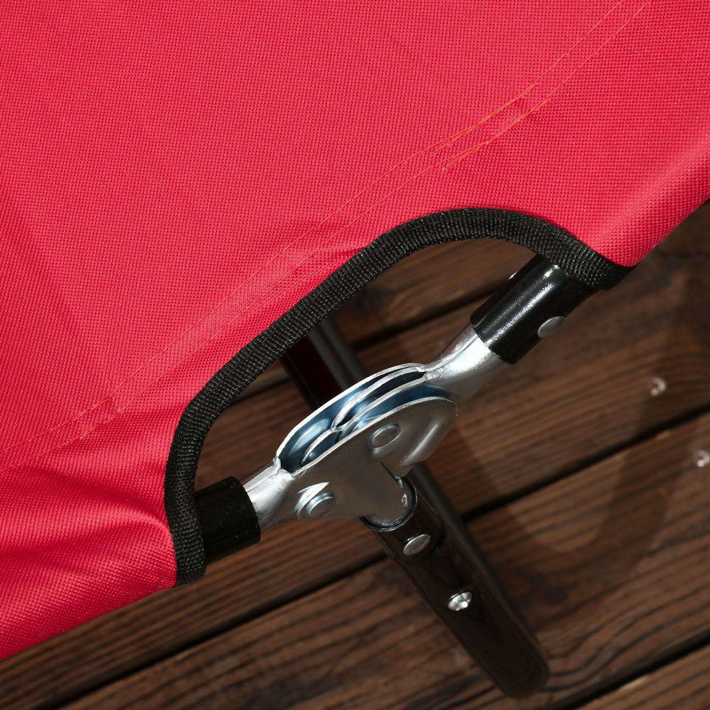 Outsunny Set Of Two Folding Sun Loungers Red With Five Position Reclining Backs And Powder Coated Steel Frames