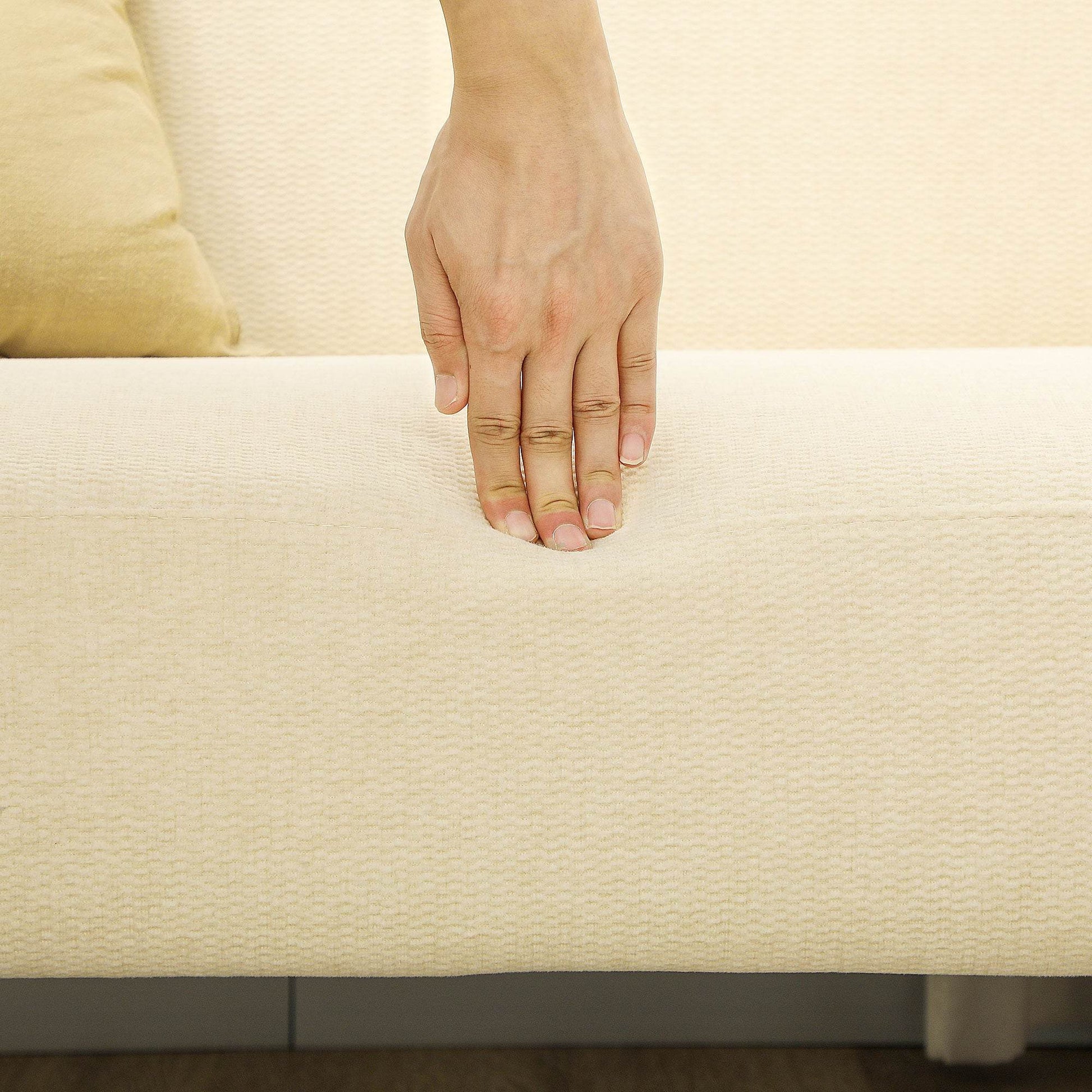 Cream White Velvet Comfort 2-Seater Loveseat with Thick Padding and Sturdy Wood Legs - ALL4U RETAILER LTD