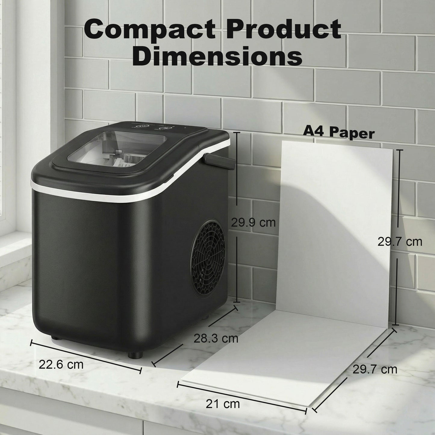 HOMCOM Countertop Ice Maker Machine 9 Cubes In 7 Minutes Portable Ice Maker With Scoop And Basket Two Sizes Black