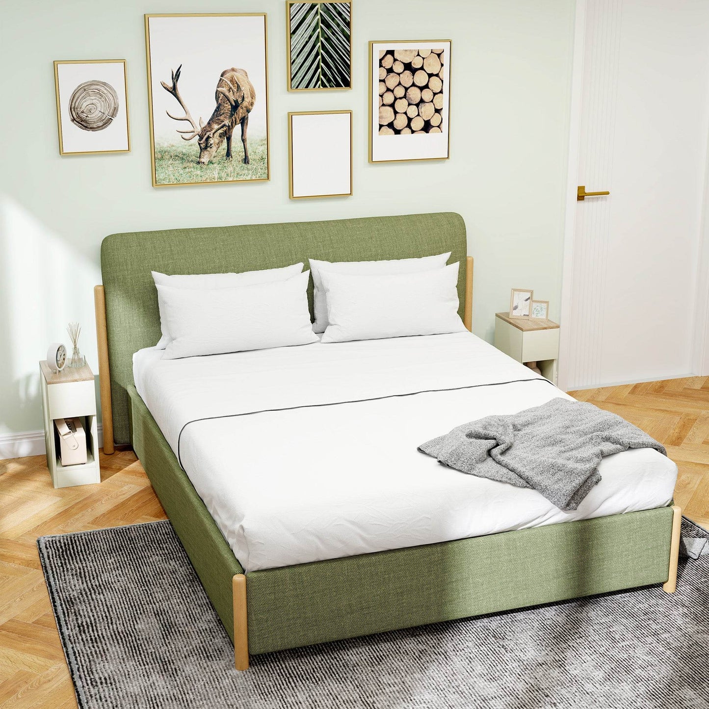 Set of 2 Modern White Storage Nightstands with Drawer and Shelf - ALL4U RETAILER LTD