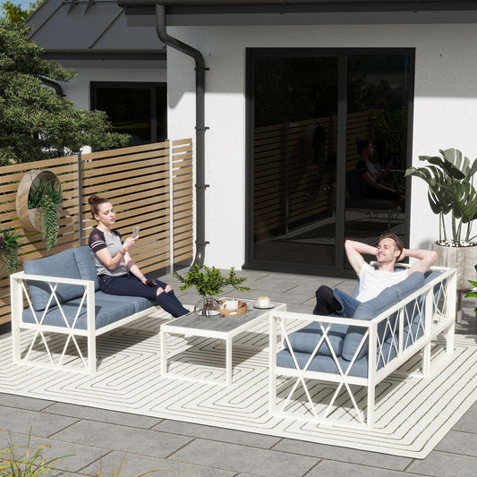 Outsunny Four Piece L Shaped Garden Furniture Set With 5 Level Adjustable Lounger Grey