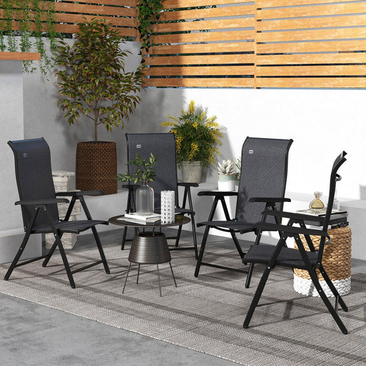 Outsunny 4 PCs Outdoor Rattan Folding Chair Set with 7 Levels Adjustable Backrest for Patio, Lawn - ALL4U RETAILER LTD
