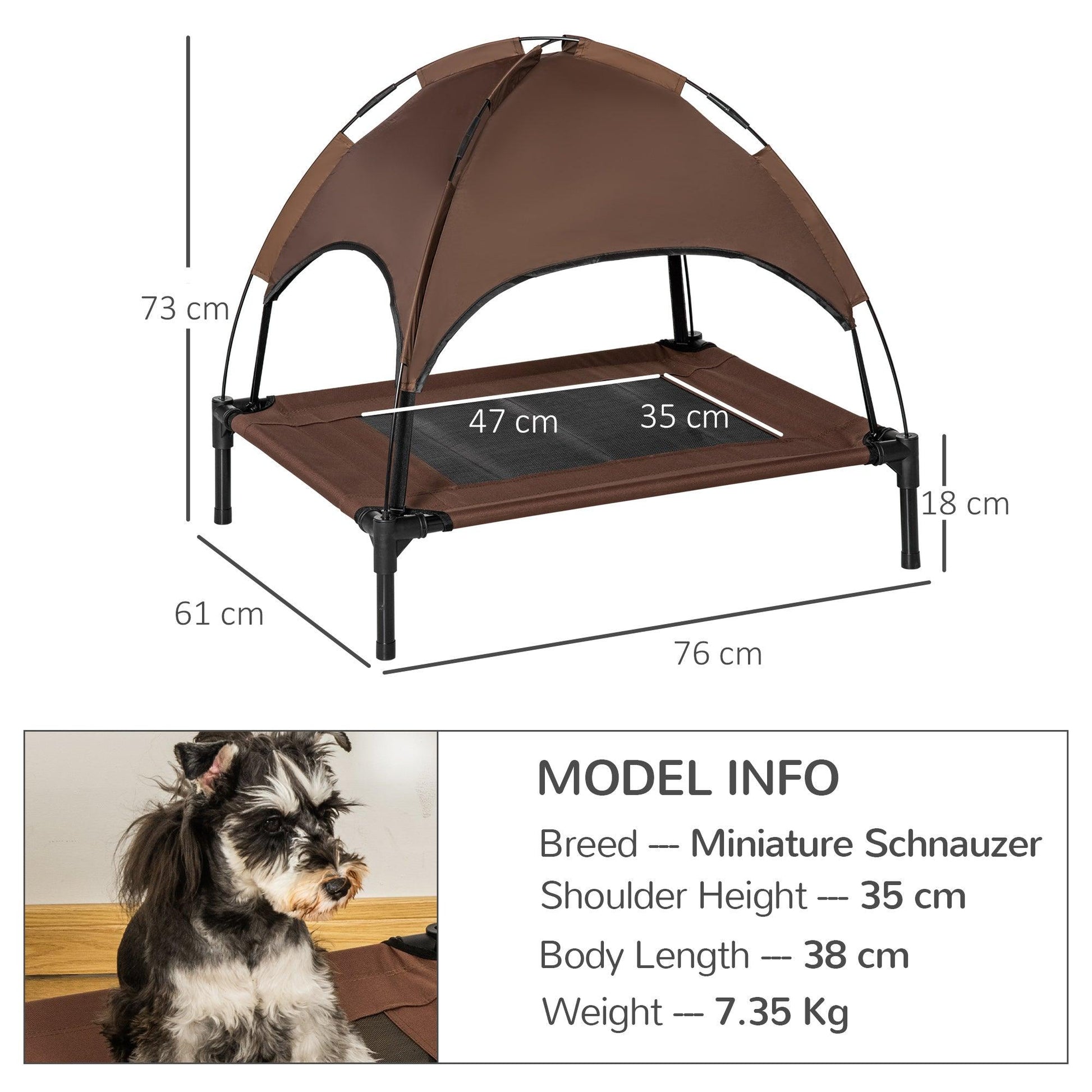 PawHut Waterproof Raised Dog Bed with UV Canopy, Medium Size - ALL4U RETAILER LTD