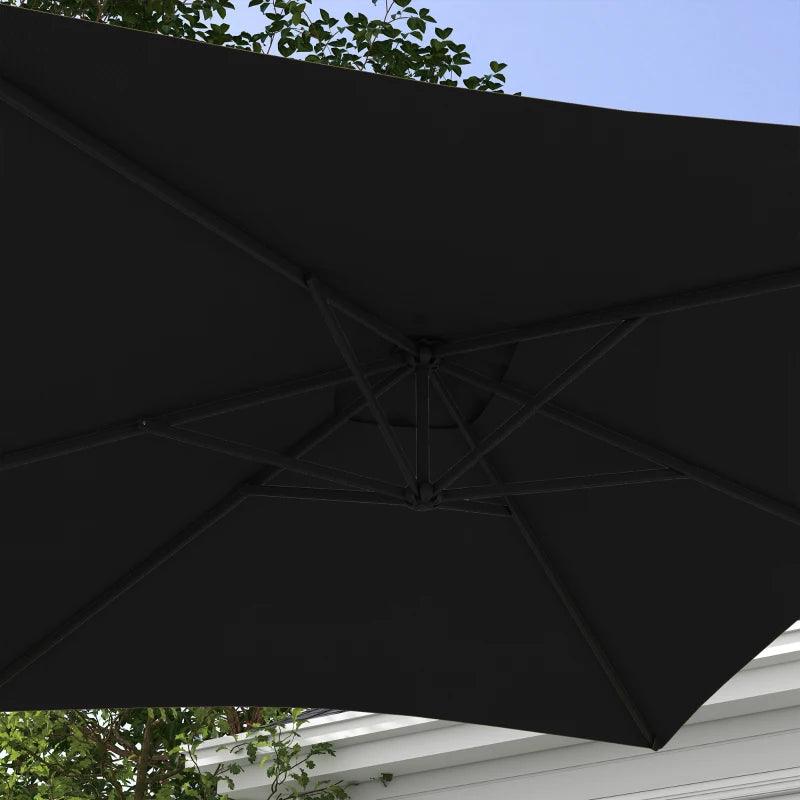 Outsunny 3x2m Cantilever Parasol with Cross Base - Banana Parasol with Crank Handle and 6 Ribs, Rectangular Hanging Patio Umbrella for Outdoor Pool, Garden, Balcony, Black - ALL4U RETAILER LTD