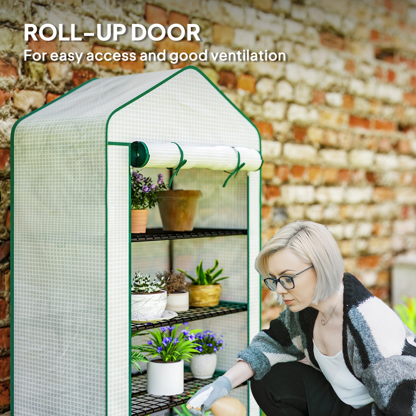 Outsunny Four Tier Mini Portable Greenhouse With Reinforced Plastic Cover For Indoor Windowsill Gardening