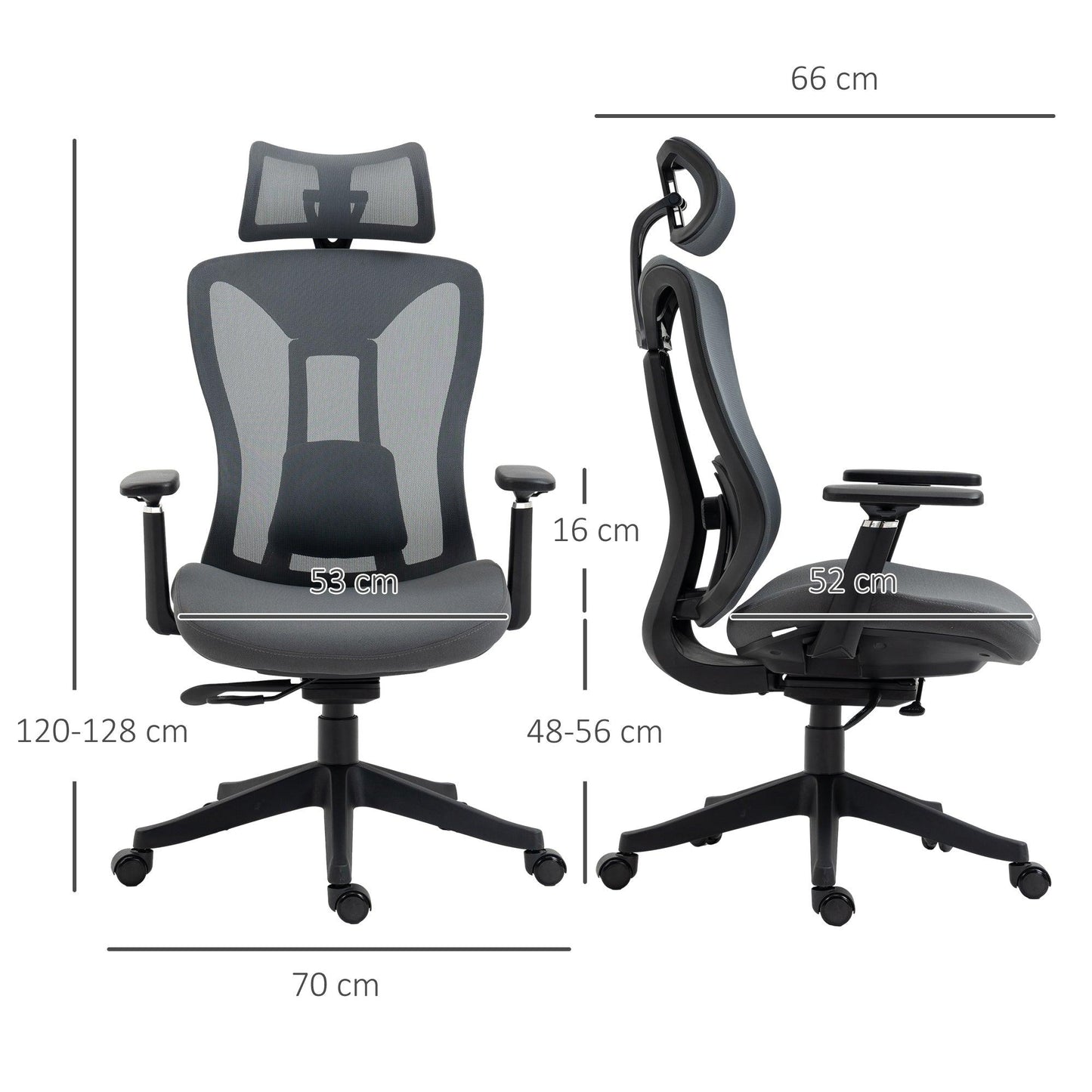 Vinsetto Mesh Office Chair with Adjustable Headrest and Lumbar Support - ALL4U RETAILER LTD