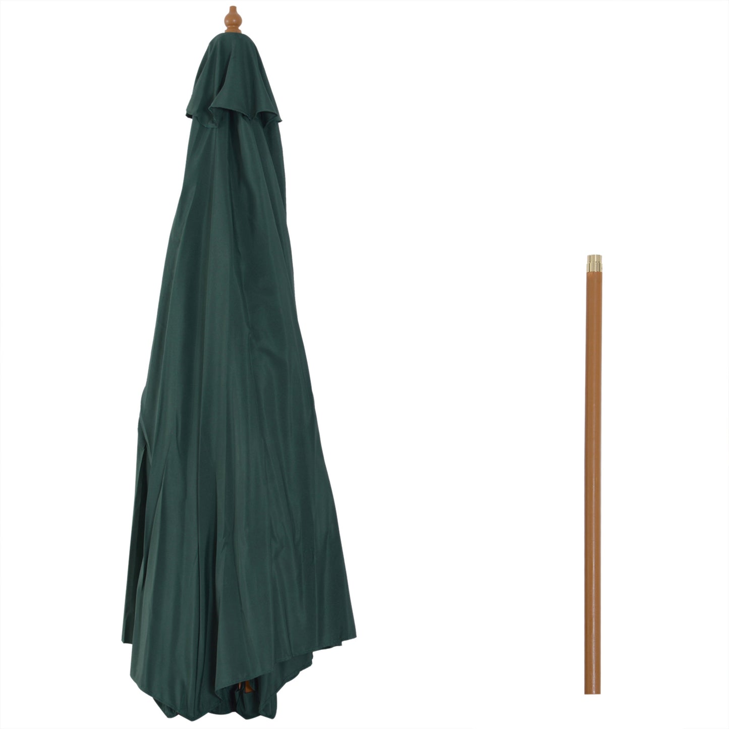 Outsunny 3m Wooden Garden Parasol with Pulley System and Adjustable Angle, Dark Green - ALL4U RETAILER LTD