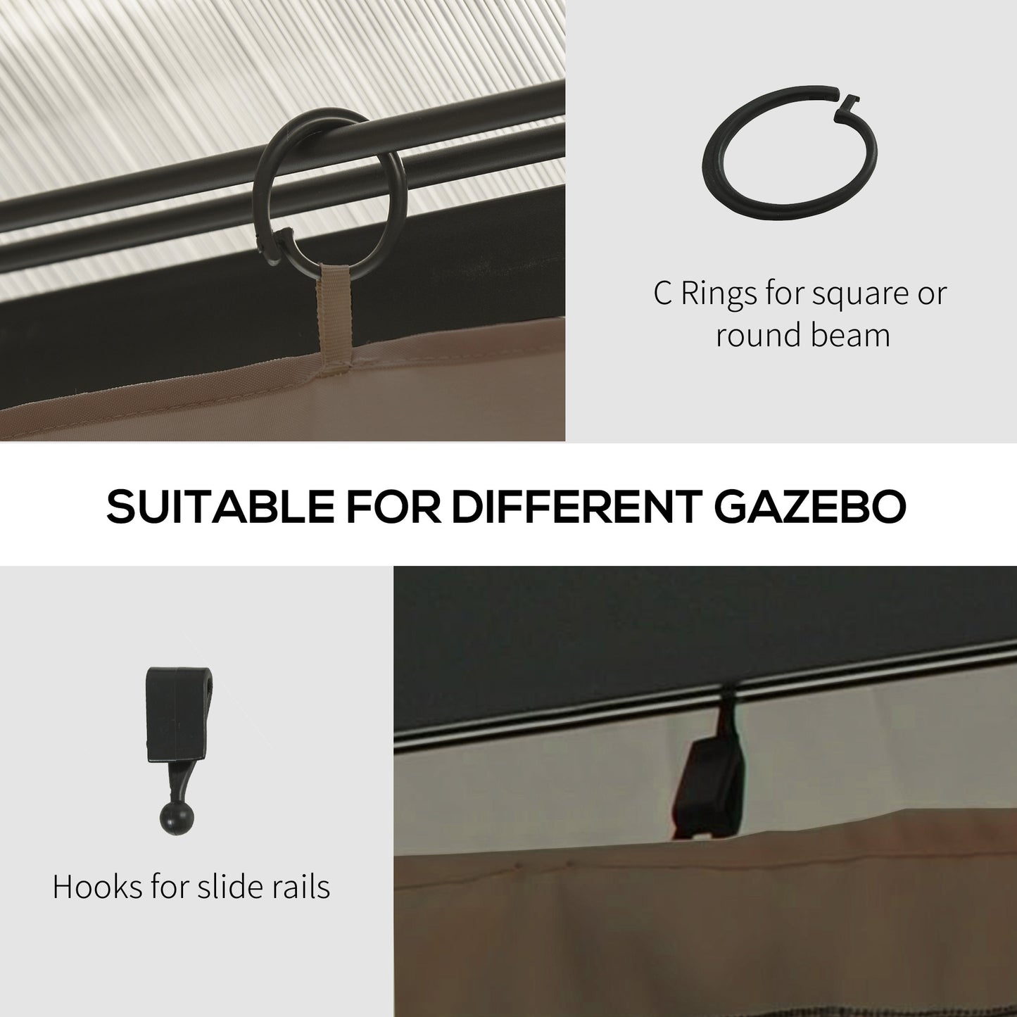 Outsunny 4 Pack Replacement Gazebo Curtains Privacy Panels For Most 3x4m Gazebos Dark Brown