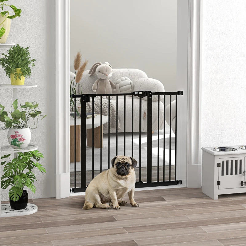 PawHut Metal Adjustable Dog Gate, Black, Expands from 74cm to 94cm - Secure Containment for Pets, Easy Installation - Ideal for Home Safety - ALL4U RETAILER LTD