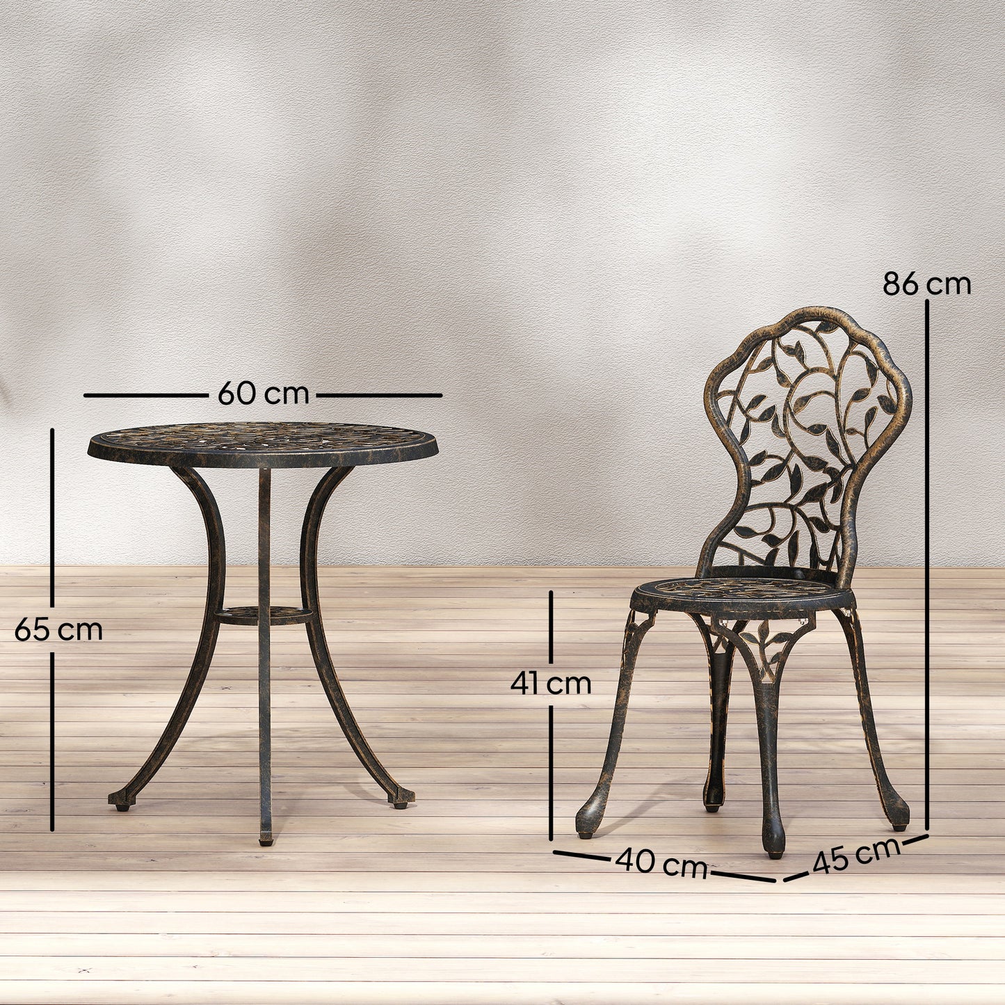 Outsunny 3 Piece Aluminium Bistro Set Outdoor Patio Garden Table and Two Chairs Brown