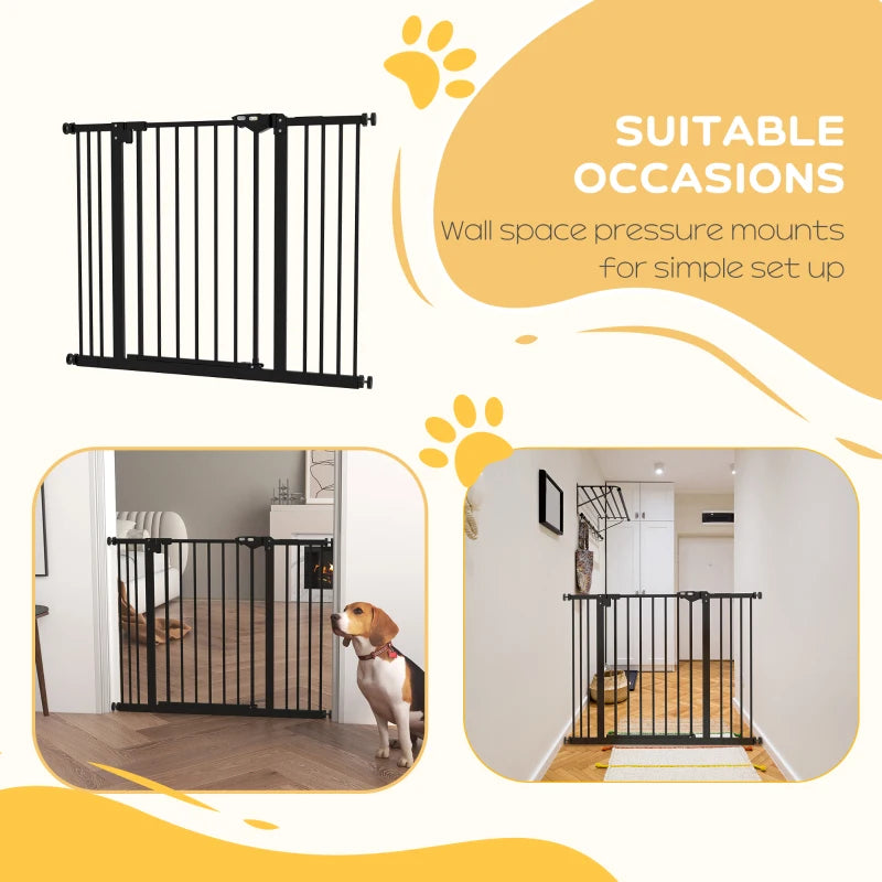 PawHut Black Metal Adjustable Dog Gate: Expandable Width 74-100cm for Secure Pet Containment - ALL4U RETAILER LTD