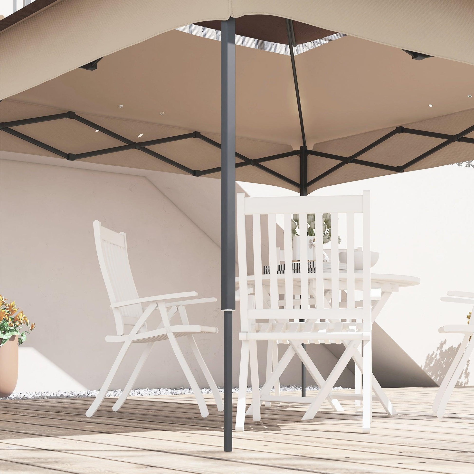 Outsunny Pop up Gazebo Cover, 2-Tier Gazebo Roof Replacement for 3.25m x 3.25m Frame, 30+ UV Protection, Beige - ALL4U RETAILER LTD