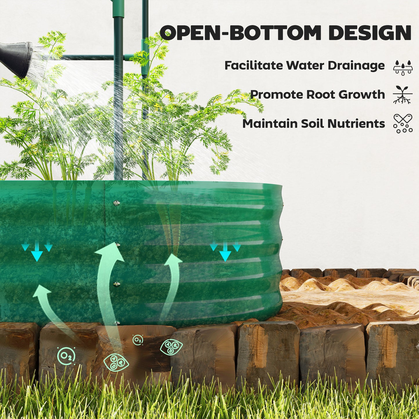 Outsunny Galvanised Raised Garden Bed With Arched Trellis, 4 X 2 X 4.6ft, Metal Raised Bed Planter, Open Bottom, Green
