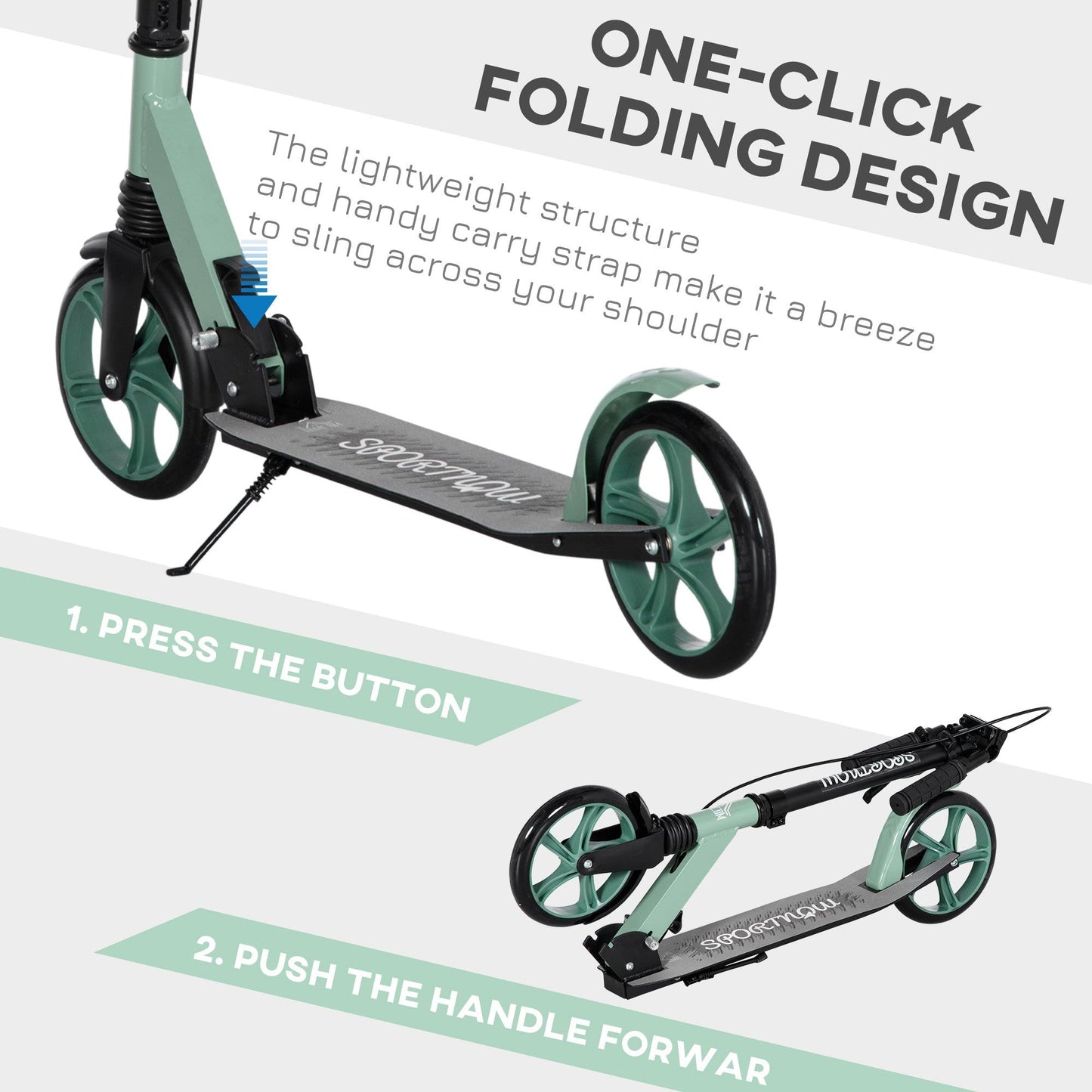 HOMCOM Folding Kick Scooter for 14+ w/ Adjustable Height, Dual Brake System - ALL4U RETAILER LTD