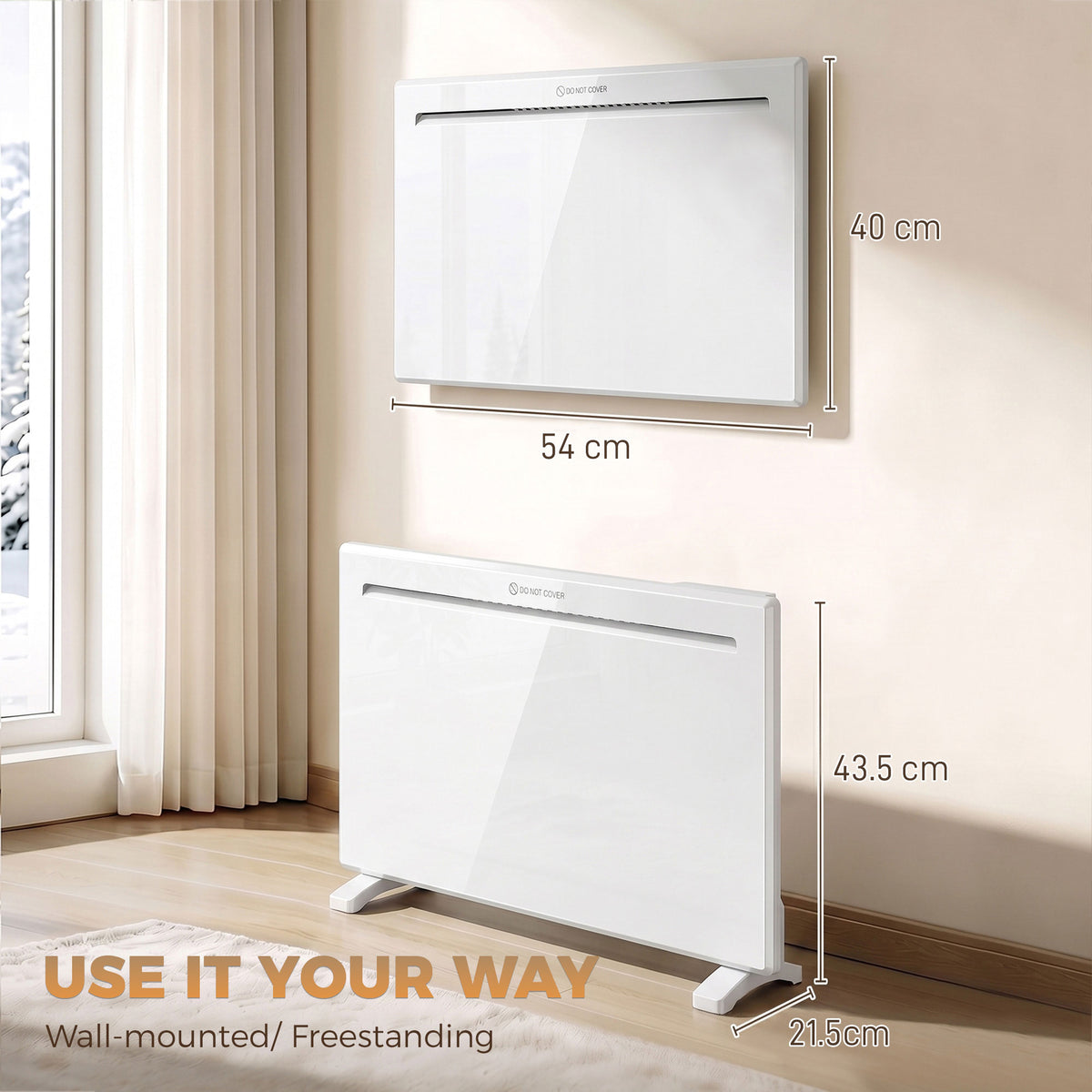 Homcom Smart Panel Heater 1000W App Control With Weekly Timer White