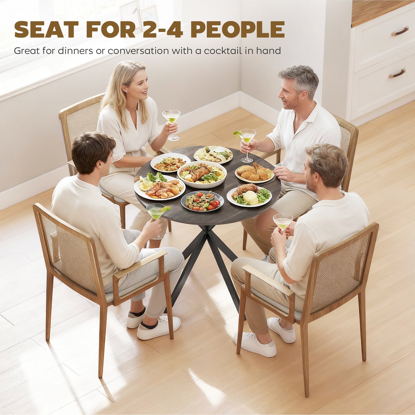 HOMCOM 80 Centimeter Industrial Round Dining Table Brown With X Shaped Legs Ideal For Family Meals