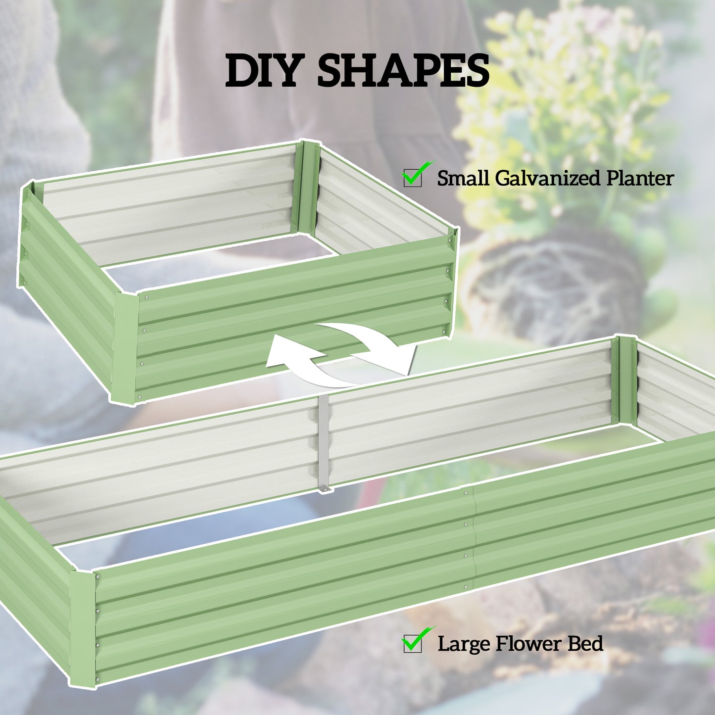 Outsunny Metal Raised Garden Bed Planter Box Outdoor Planters for Flowers Herbs Green and Light Green