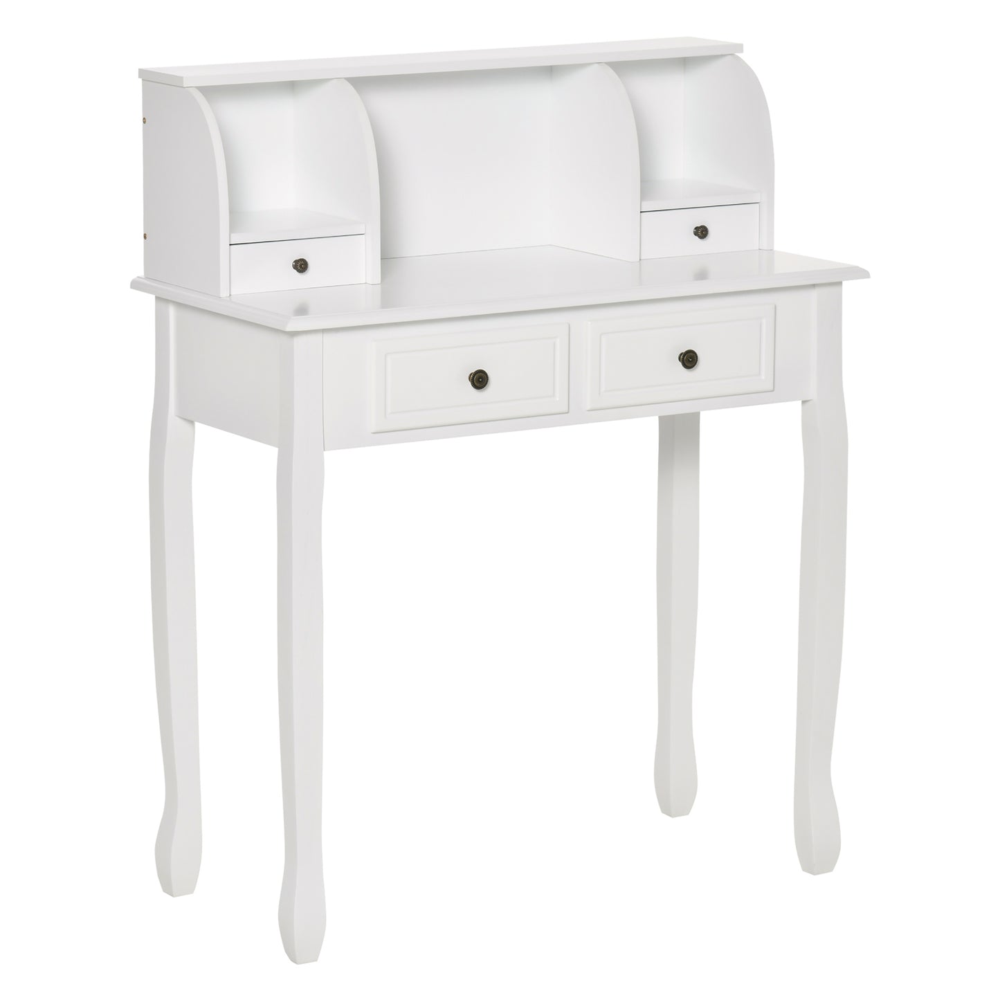 HOMCOM Elegant White Makeup Vanity Table with 4 Storage Drawers and Console Design - ALL4U RETAILER LTD