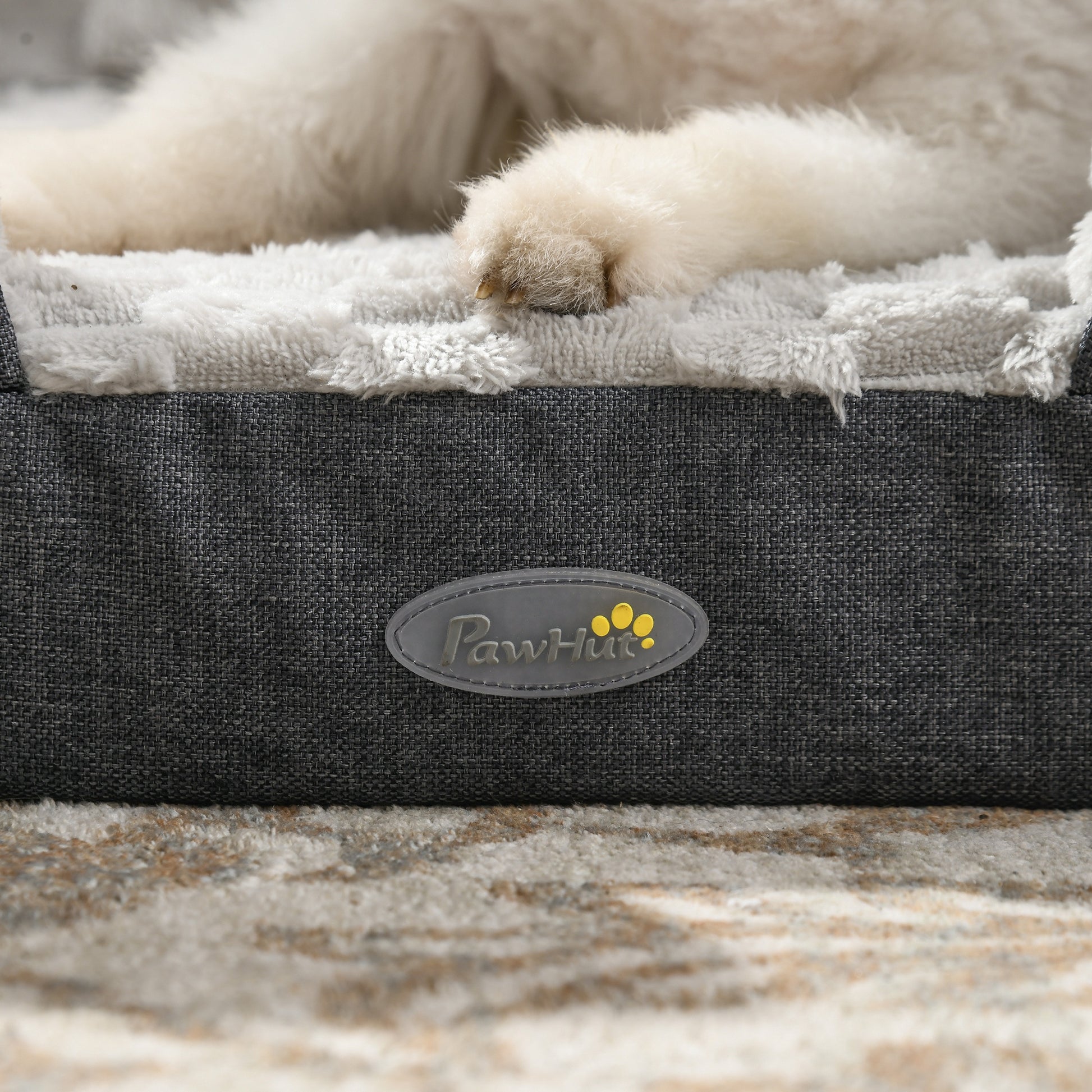 PawHut Large Plush Calming Dog Bed with Removable Cover and Anti-Slip Base - Charcoal Grey - ALL4U RETAILER LTD