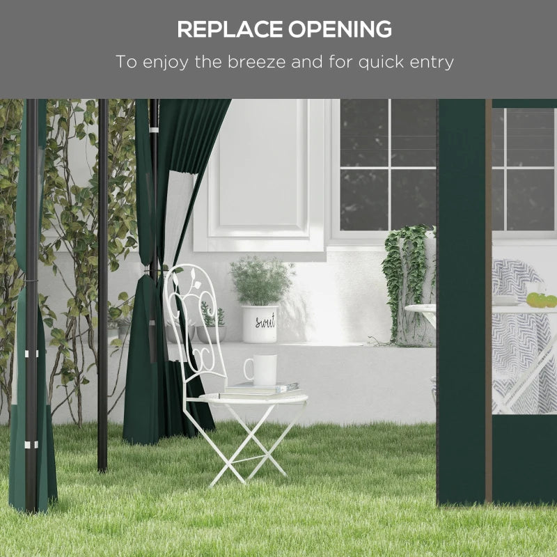 Outsunny Gazebo Side Panels - 2 Pack Replacement Sides for 3x3m or 3x6m Pop-Up Gazebo with Doors and Windows - Green - ALL4U RETAILER LTD