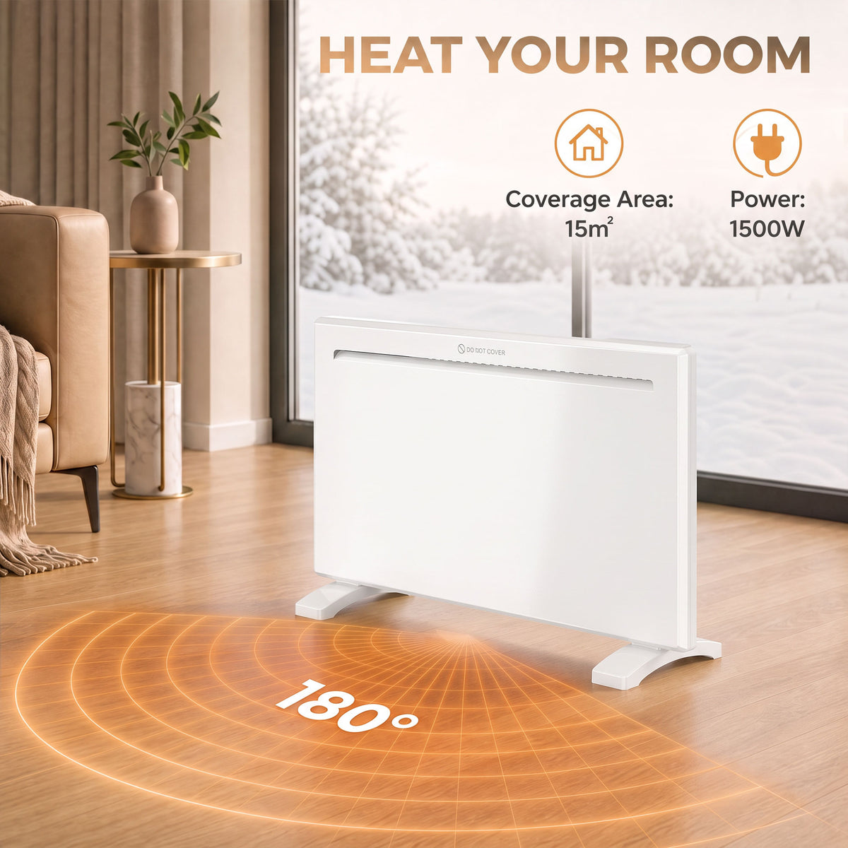 Homcom Smart Panel Heater 1500W Wall Mount Freestanding WiFi App Timer
