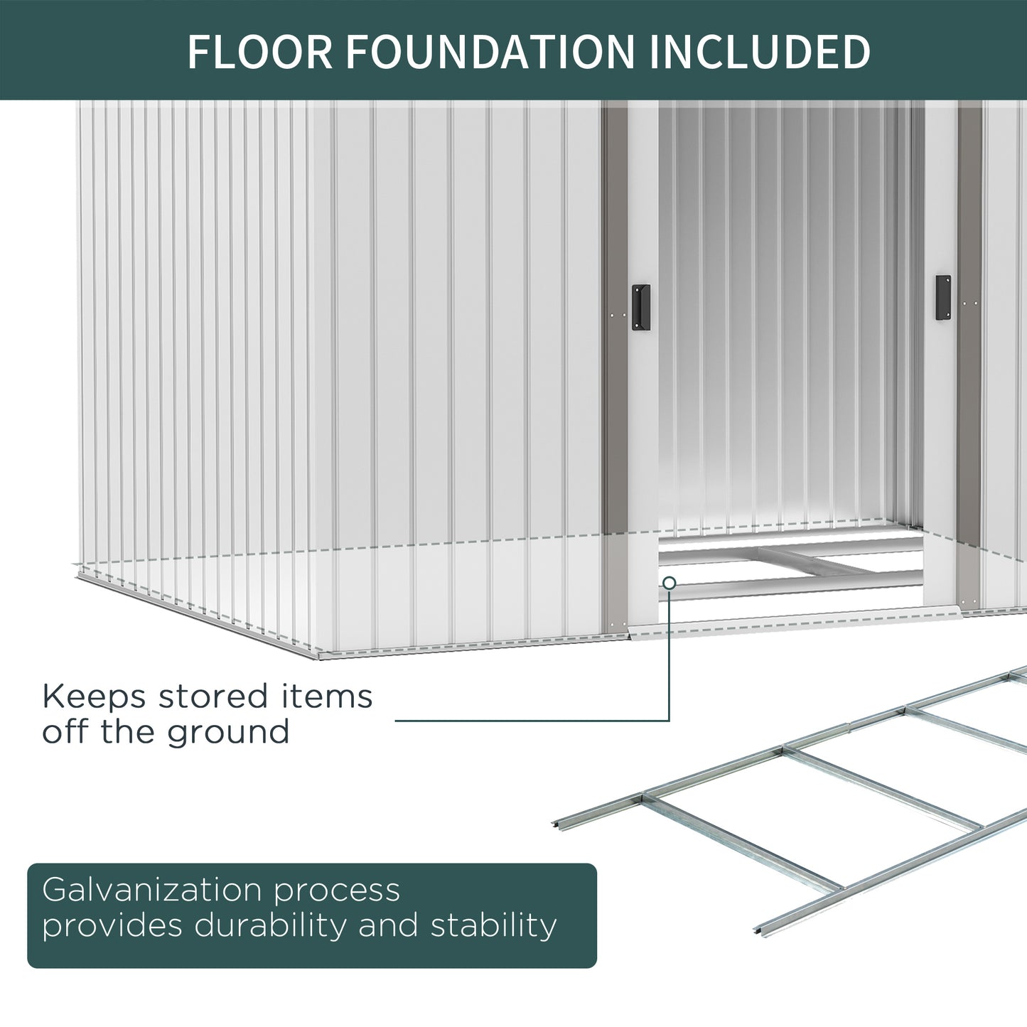 Outsunny 9 x 6FT Metal Garden Storage Shed with Floor Foundation, Ventilation and Doors - Grey - ALL4U RETAILER LTD