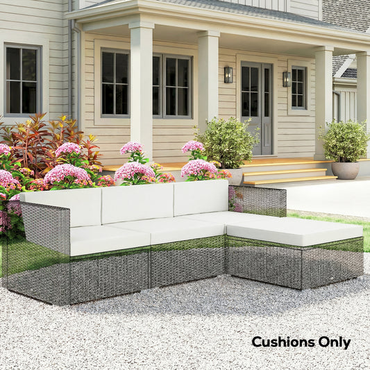 Outsunny 7 Piece Patio Cushions For Outdoor Loveseat With Removable Covers 60x60 cm Cream For Rattan Furniture