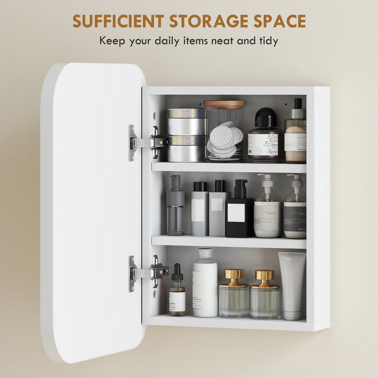 HOMCOM White Bathroom Medicine Cabinet With Mirror And Adjustable Shelves Soft Close Hinges